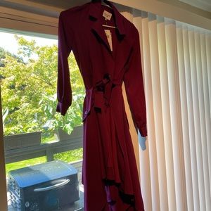 Maroon Chriselle Lim wrap dress